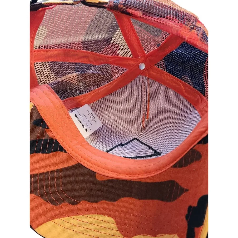 Chillmeister Mens Orange Camo Trucker‎ Hat Mountain Logo Mesh Snapback Cap